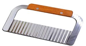 Wood Handle Serrator Stainless Steel Crinkle Blade Crinkle Cutting Tool French Fry Slicer Vegetable Salad Chopping Knife