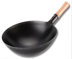 Chinese Wok with wooden Handle with Black Coating